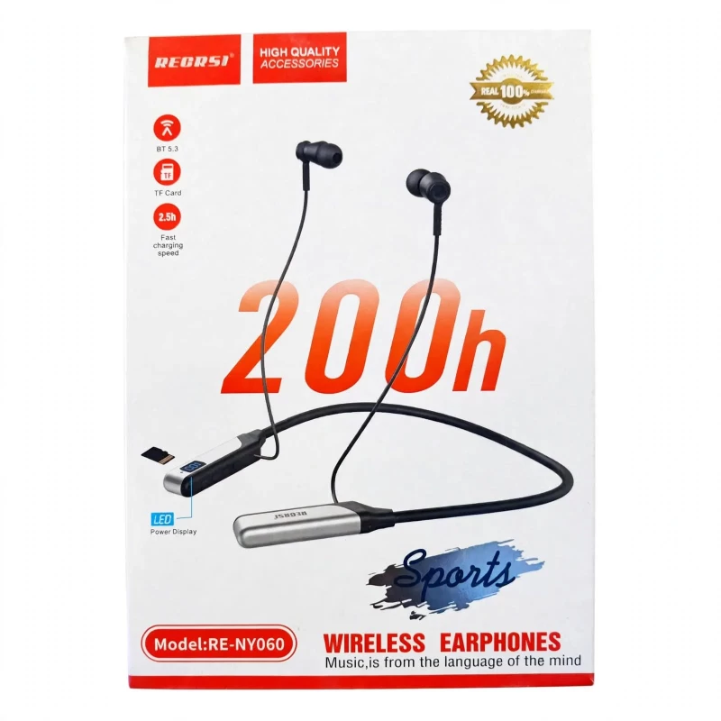 RECRSI RE-NY060 Wireless Neckband Bluetooth Earphones